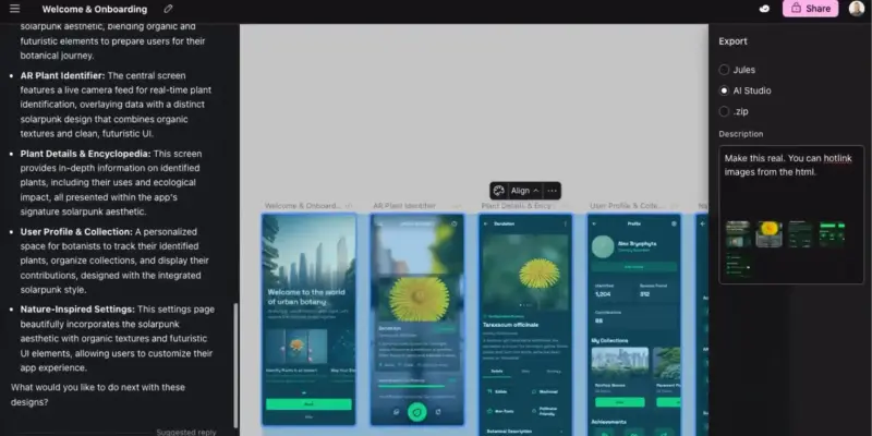 Google Stitch 新增一键导出至 AI Studio 功能