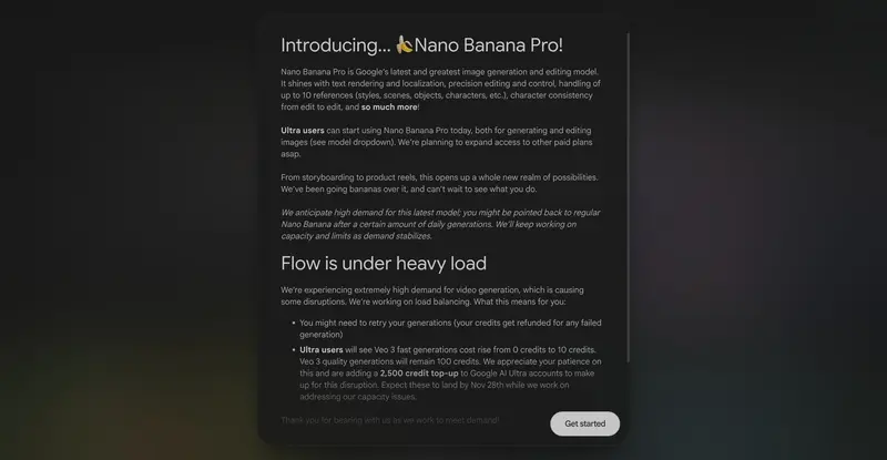 谷歌在 Flow 中为 Ultra 订阅者推出 Nano Banana Pro