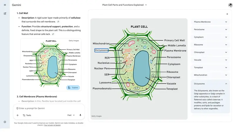 谷歌Gemini 新增交互式图表功能，支持点击获取科学概念解释
