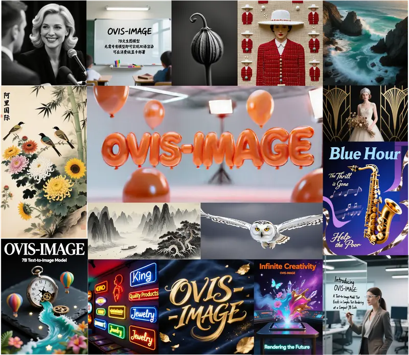 阿里开源Ovis-Image：7B 参数实现高质量文本渲染的文生图模型，海报 / UI 设计秒生成
