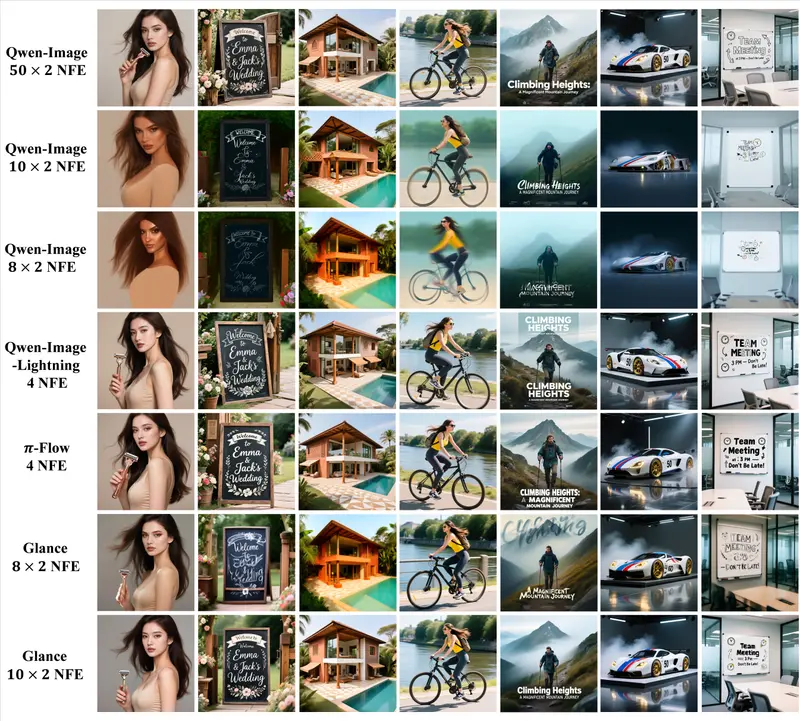 扩散模型加速框架Glance:仅用 1 张图 + 1 GPU 小时,将扩散模型加速至 8 步