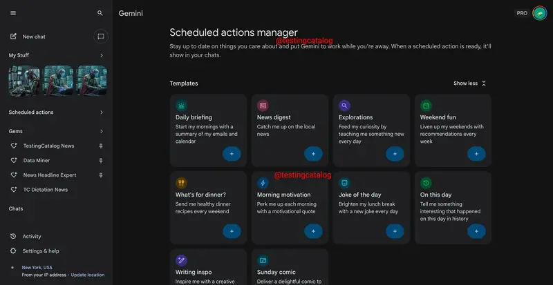 谷歌测试 Gemini 新版“计划任务”管理标签页