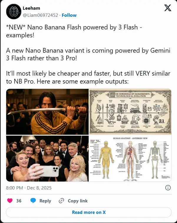 谷歌即将推出Nano Banana 2 Flash：性能接近 Pro，成本显著降低