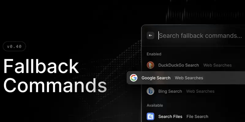 Raycast 新增可自定义的备用命令和新的系统控制选项