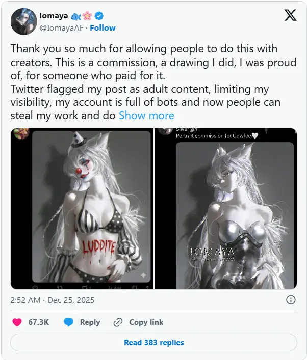 X 平台上线“AI 图像编辑”功能，创作者掀起新一轮撤离潮