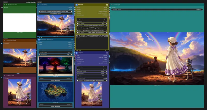 Qwen-Image-Edit-2511局部编辑工作流：20秒精准修改超大图中的单个角色