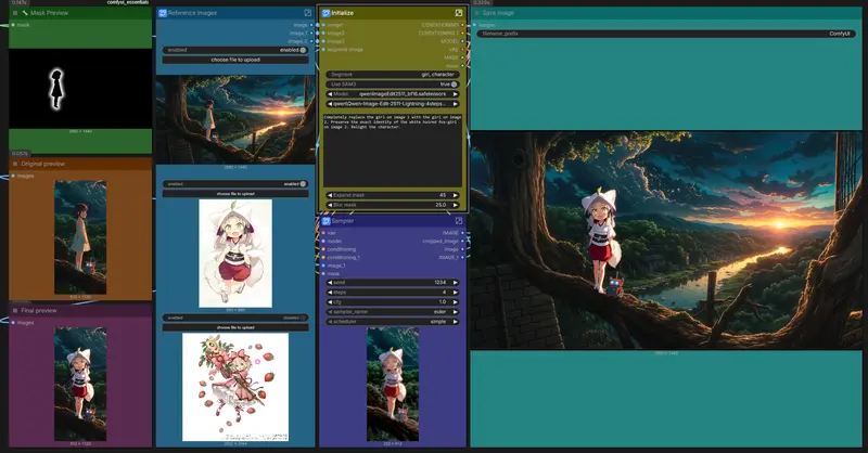 Qwen-Image-Edit-2511局部编辑工作流：20秒精准修改超大图中的单个角色
