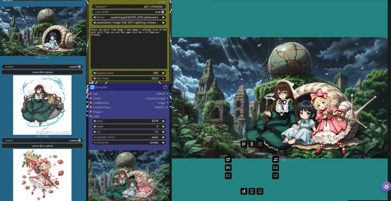 Qwen-Image-Edit-2511局部编辑工作流：20秒精准修改超大图中的单个角色