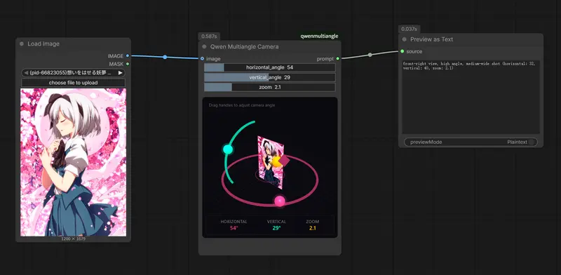 ComfyUI-qwenmultiangle：交互式 3D 相机控制，一键生成多角度提示词