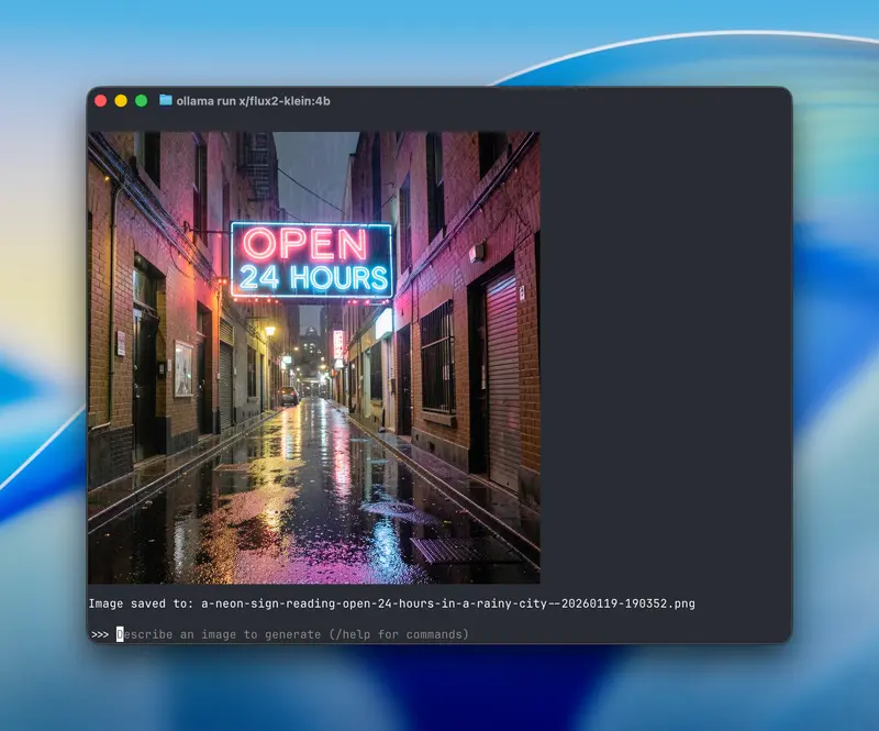Ollama 新增图像生成功能！macOS 率先体验，双模型（Z-Image Turbo 与 FLUX.2 Klein）支持中英文本渲染 + 高精度创作