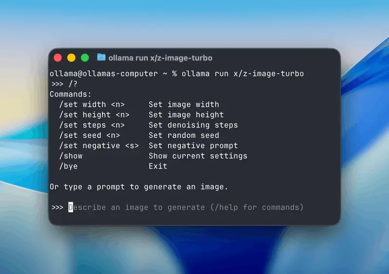 Ollama 新增图像生成功能！macOS 率先体验，双模型（Z-Image Turbo 与 FLUX.2 Klein）支持中英文本渲染 + 高精度创作