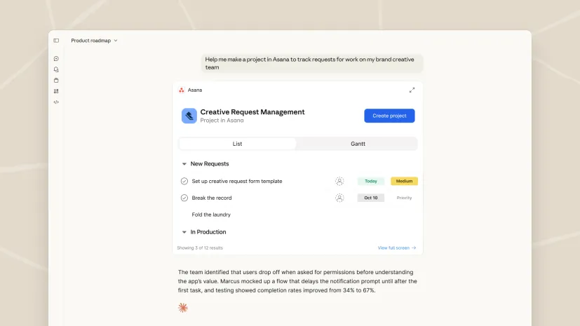 Claude 现支持交互式应用：在聊天中直接操作 Asana、Figma、Slack 等工具