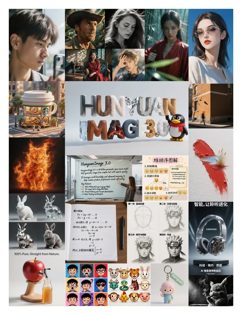 腾讯混元推出 HunyuanImage 3.0-Instruct：原生多模态图像编辑模型，支持精准编辑与多图融合
