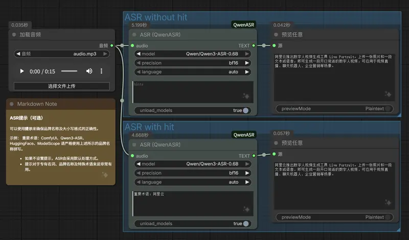 ComfyUI-QwenASR：轻量可靠的语音转文本自定义节点，支持长音频处理与精准字幕生成