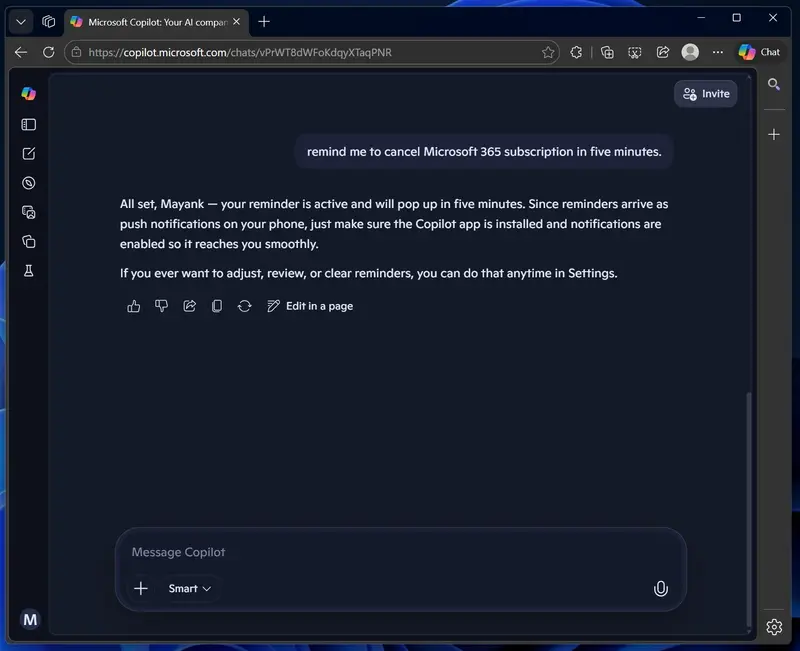 微软 Copilot 上线“提醒”功能,免费用户也能用