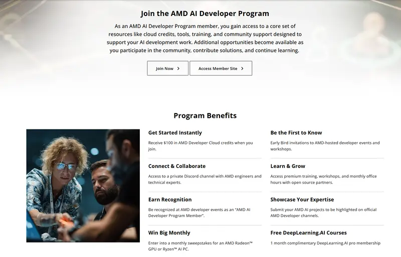 AMD 狂撒福利：100 美元云积分 + 吴恩达课程免费领，AI 开发者速冲