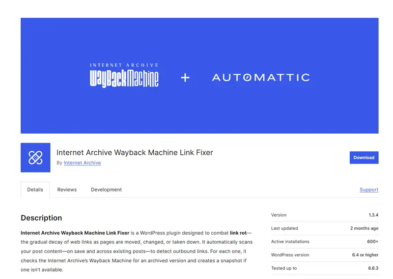 Internet Archive Wayback Machine Link Fixer