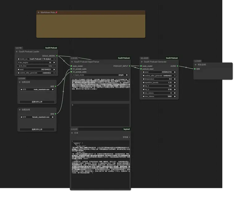 ComfyUI-SoulX-Podcast：双人多方言长文本播客，零训练一键生成