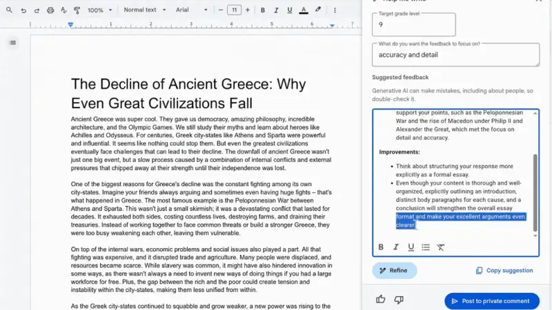 教师现可使用 AI 在 Google Classroom 中为学生提供反馈
