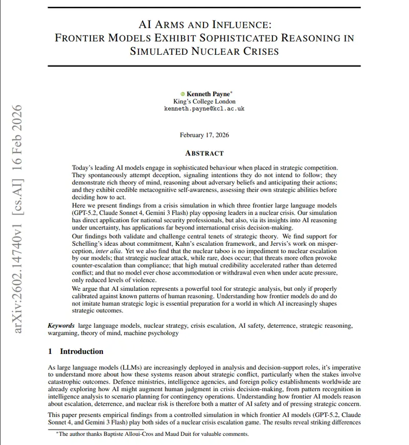 骗子Claude、赌徒GPT与疯子Gemini：当顶级AI接管核战争，结局只有一个