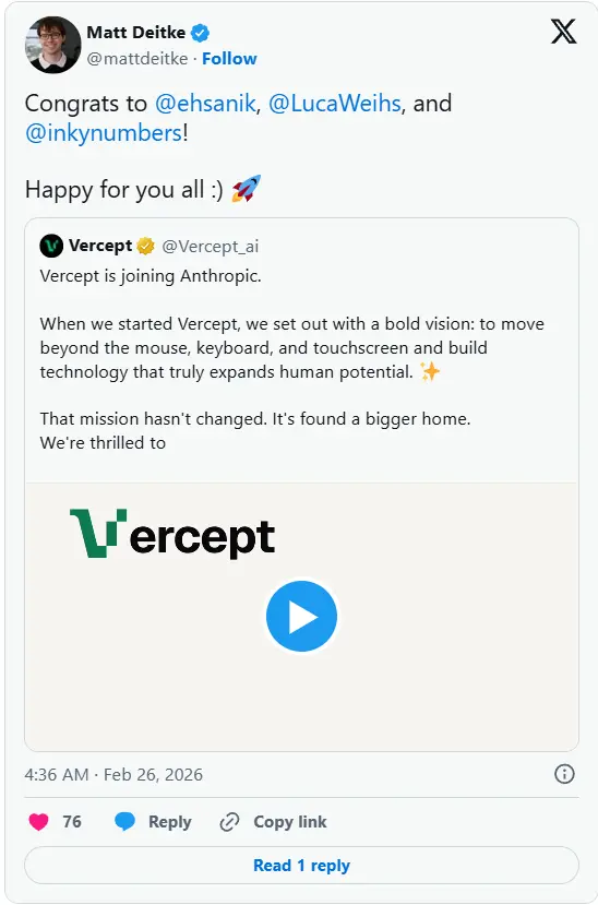 Anthropic 收购 Vercept 补齐“计算机使用”短板，前联合创始人 Meta 高薪挖角引发内部纷争