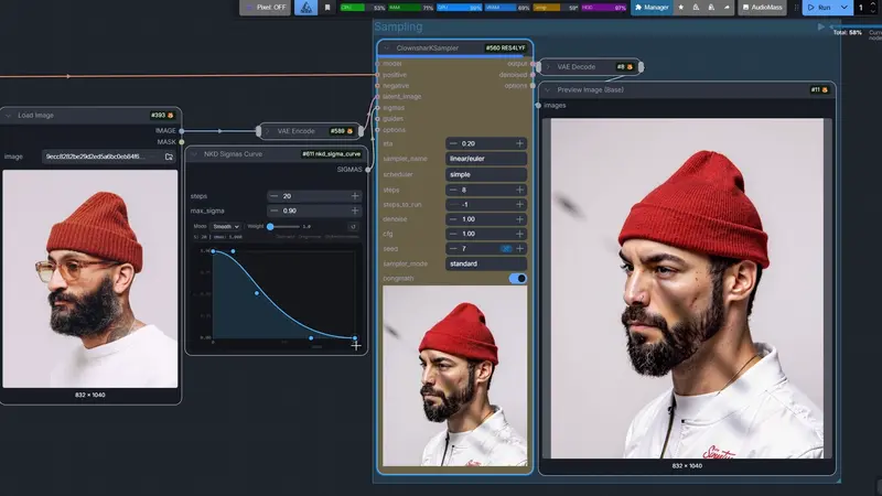 ComfyUI 新节点NKD Sigmas Curve 节点上线:可视化拖拽绘制噪声调度曲线,告别盲目试错