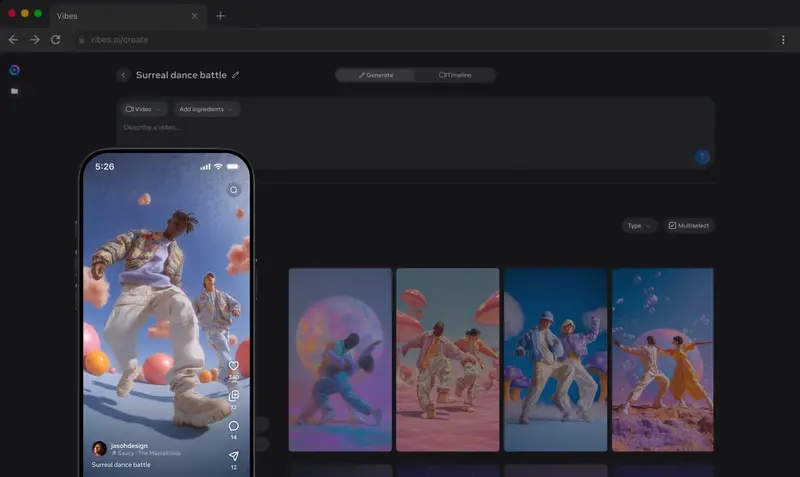 Meta Vibes 进化为独立创意工作室：网页版曝光，主打多轨道编辑与角色一致性