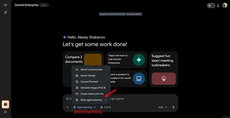 谷歌 Gemini Enterprise 内测“多智能体规划”：自动识别专家智能体并生成委派工作流