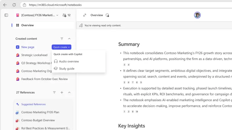 Copilot Notebooks 迎来重大重塑：三列布局、多文件支持与智能摘要，打造 AI 协作新中枢