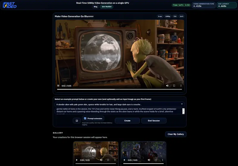 FastVideo 里程碑：单卡 4.5 秒生成 1080p 视频，AI 视频创作进入“实时交互”时代