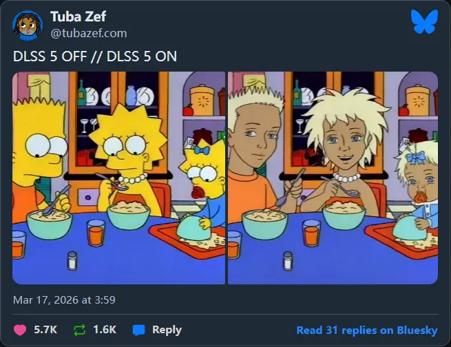 DLSS 5 遭遇口碑滑铁卢：玩家痛斥“生成式 AI”毁掉游戏艺术风格