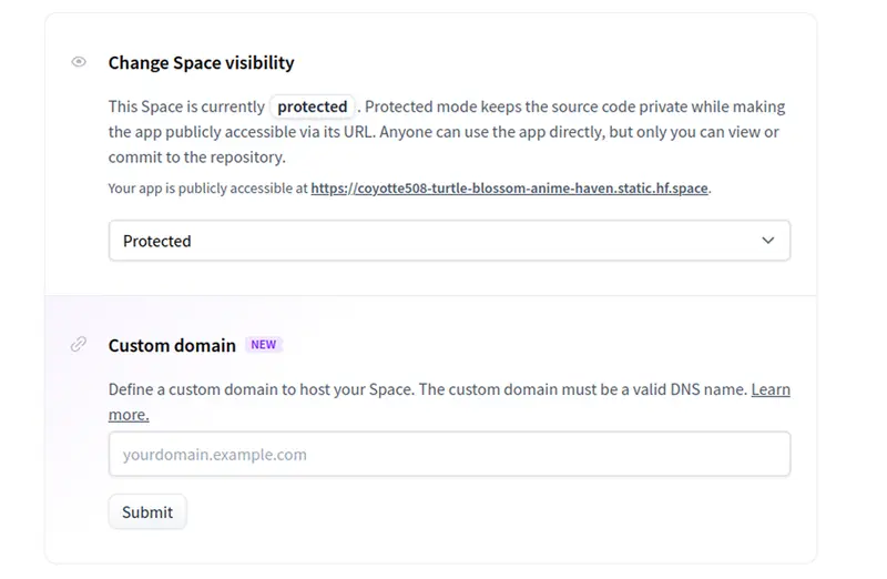 Hugging Face Spaces 新增“受保护”模式：URL 公开可访问但页面私密，完美隐藏模型权重与源码