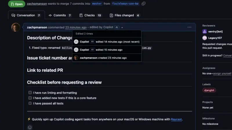 代码变广告位?微软旗下GitHub Copilot被曝在 GitHub PR 中强行植入推广,涉及超 150 万次提交