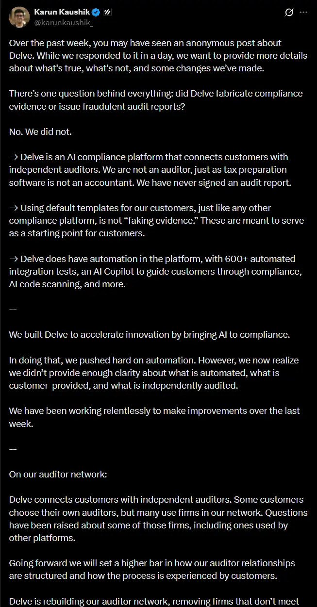 Delve 举报人再度出手，曝出所谓“虚假合规”证据