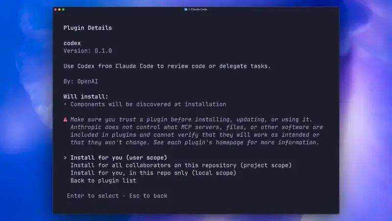 Codex plugin for Claude Code