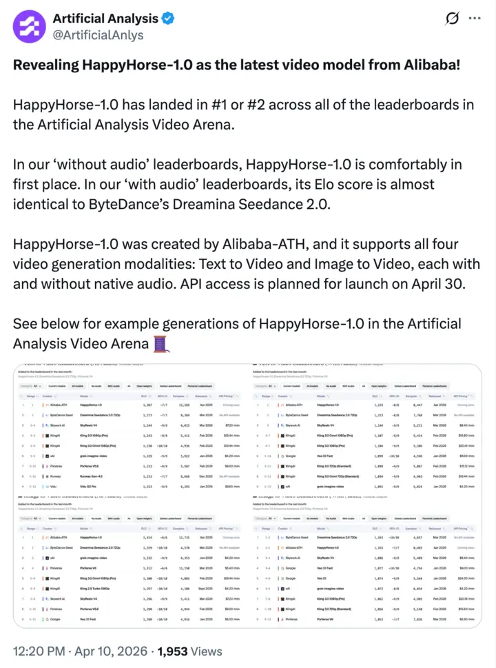 吴泳铭亲自挂帅 ATH：阿里 AI 大整合后，首款王牌视频模型 HappyHorse 亮相