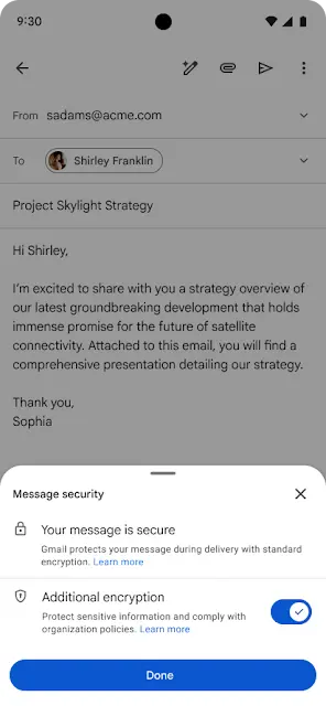 Gmail 现支持 iOS 和 Android 上的 Workspace 用户端到端加密