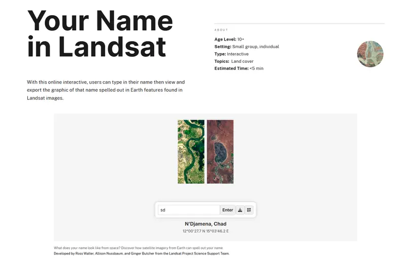 Your Name in Landsat
