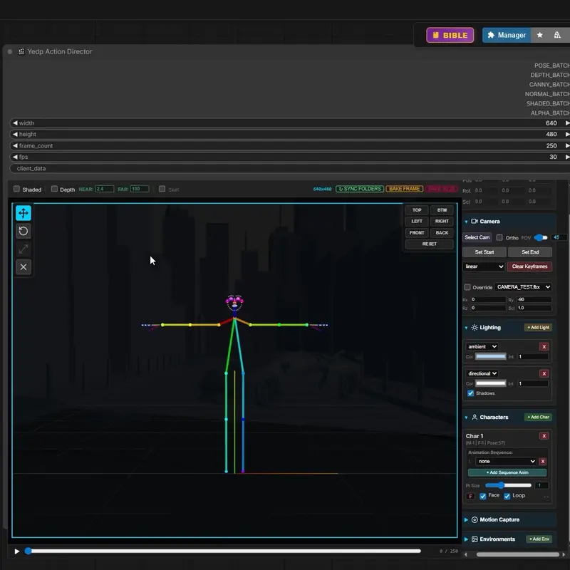 ComfyUI Yedp Action Director：内置交互式 3D 视口与 Mocap 清理工具，一键生成 7 种 ControlNet 通道