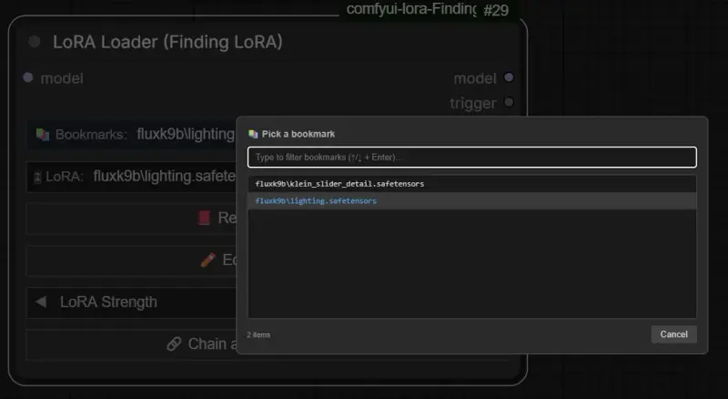 FindingLora:让 ComfyUI 的 LoRA 管理如丝般顺滑,一键搜索、书签与自动连线