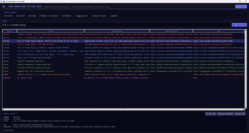 ComfyUI Workflow Finder:本地语义搜索与节点包过滤神器,一键筛选“可运行”工作流,支持 Claude AI 增强与全网实时查找
