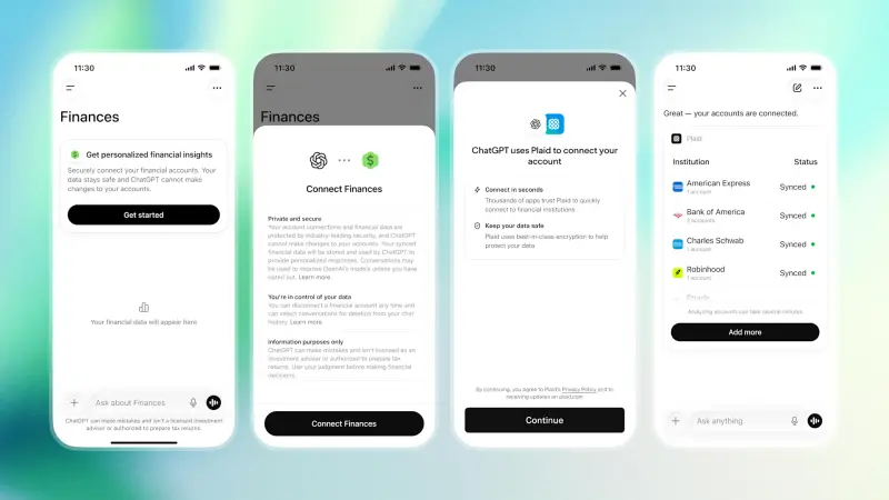 OpenAI 发布 ChatGPT 个人财务功能:连接真实账户,打造你的 AI 首席财务官