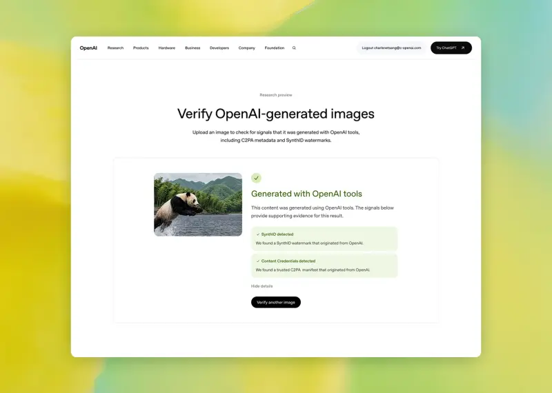 OpenAI 构建内容溯源新防线:集成 C2PA 标准与 Google SynthID,推出公众验证工具