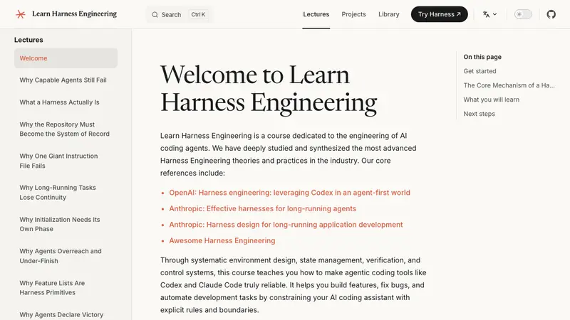 Learn Harness Engineering