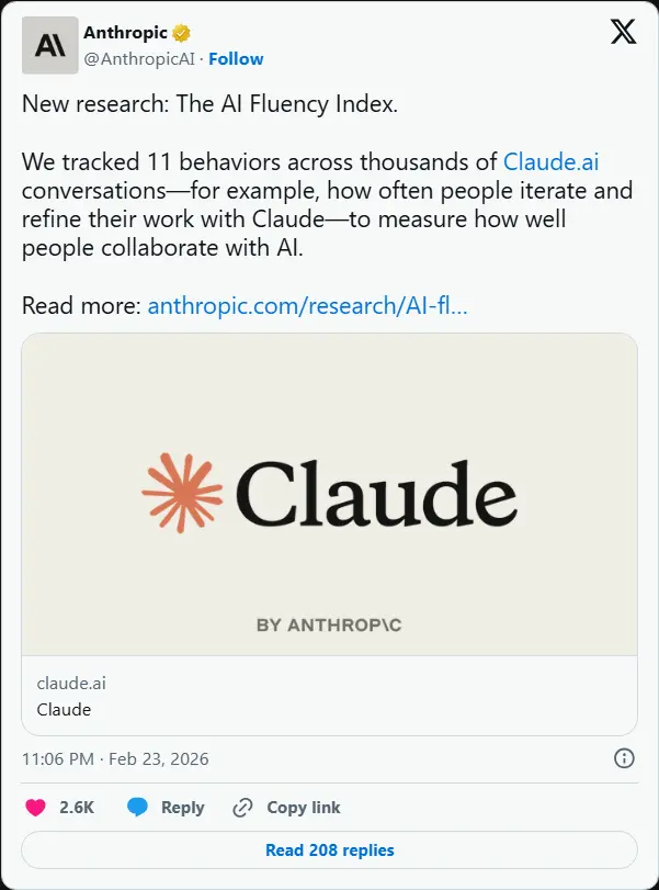 Anthropic 新招:Claude 将推出“AI 素养计分卡”,给你的提示词能力打分
