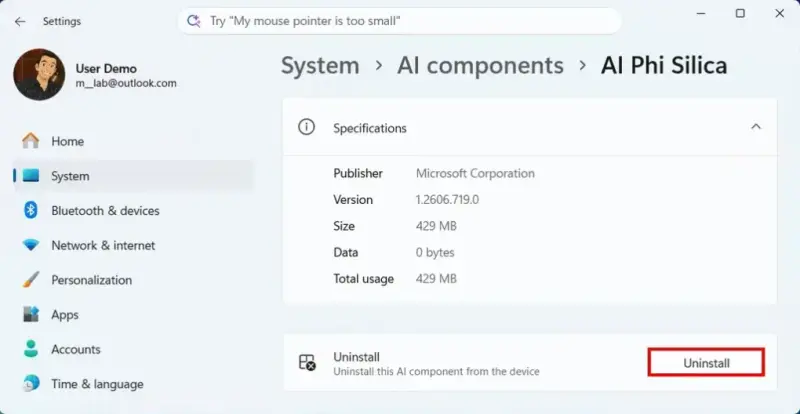 Windows 11 新增 AI 模型管理页面：用户可卸载 Phi Silica 本地模型，微软提升端侧 AI 透明度以回应存储与隐私担忧