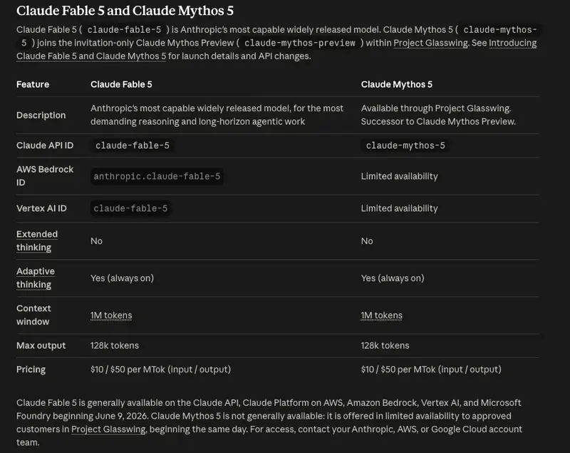 Anthropic 发布 Claude Fable 5 与 Mythos 5：同核不同盾，Mythos 级模型能力超越 Opus