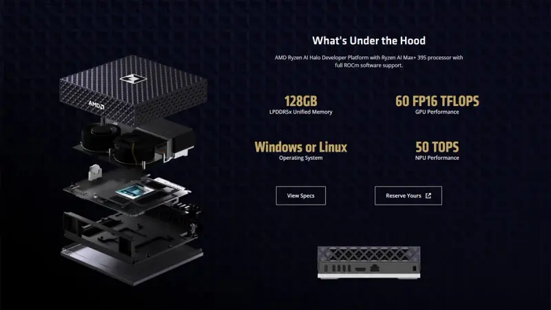 AMD Ryzen AI Halo 开发者平台发布：售价 3999 美元挑战英伟达 DGX Spark，配备 128GB 统一内存与原生 Windows 11 支持