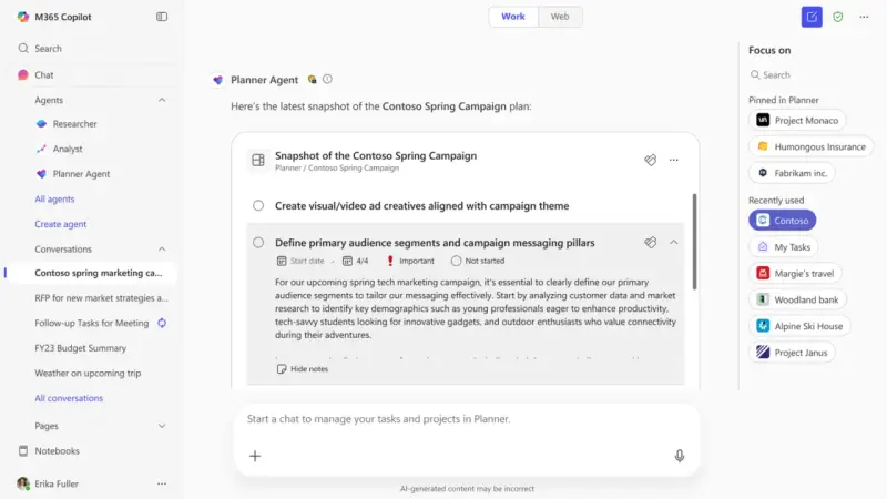 微软向所有 Microsoft 365 Copilot 用户推出 Planner Agent