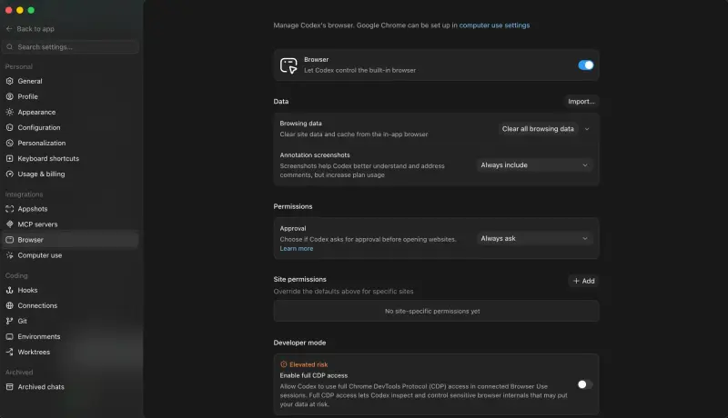 OpenAI Codex 获得“上帝视角”：支持 CDP 协议，可实时分析并修改网页 DOM